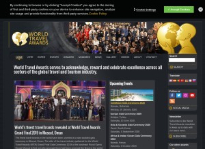 How worldtravelawards.com looks like on a tablet such as an iPad.