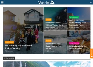 How worldvia.com looks like on a tablet such as an iPad.