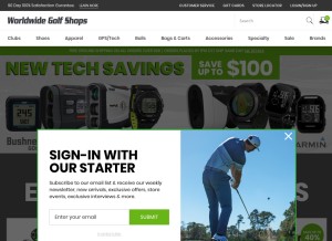 How worldwidegolfshops.com looks like on a tablet such as an iPad.