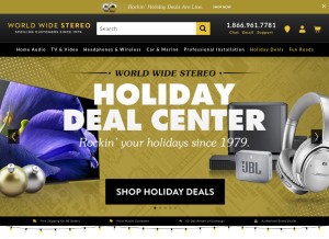 How worldwidestereo.com looks like on a tablet such as an iPad.