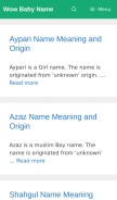 How wowbabyname.com looks like on a mobile device such as an iPhone.