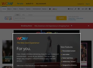 How wowway.net looks like on a tablet such as an iPad.