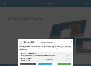 How wp-dsgvo.eu looks like on a tablet such as an iPad.