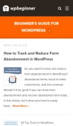 How wpbeginner.com looks like on a mobile device such as an iPhone.