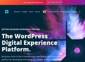 How wpengine.com looks like on a tablet such as an iPad.