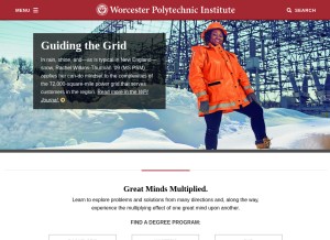 How wpi.edu looks like on a tablet such as an iPad.