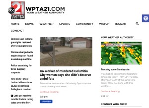 How wpta21.com looks like on a tablet such as an iPad.