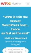 How wpxhosting.com looks like on a mobile device such as an iPhone.