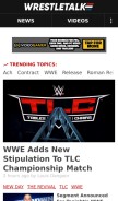 How wrestletalk.com looks like on a mobile device such as an iPhone.