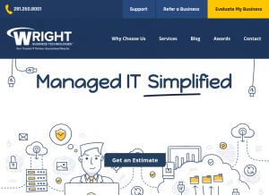 How wrighttechnologies.com looks like on a tablet such as an iPad.