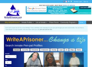 How writeaprisoner.com looks like on a tablet such as an iPad.