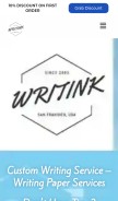 How writinkservices.com looks like on a mobile device such as an iPhone.