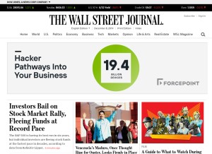How wsj.net looks like on a tablet such as an iPad.