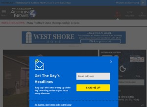 How wtae.com looks like on a tablet such as an iPad.