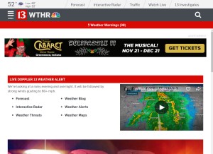 How wthr.com looks like on a tablet such as an iPad.