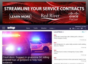 How wtop.com looks like on a tablet such as an iPad.