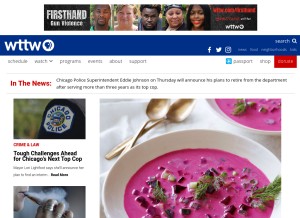 How wttw.com looks like on a tablet such as an iPad.