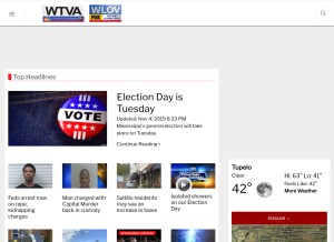 How wtva.com looks like on a tablet such as an iPad.