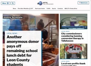 How wtxl.com looks like on a tablet such as an iPad.