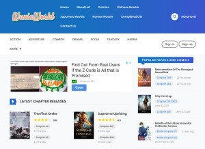 How wuxiaworld.site looks like on a tablet such as an iPad.