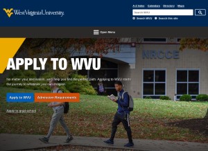 How wvu.edu looks like on a tablet such as an iPad.