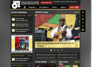 How wwoz.org looks like on a tablet such as an iPad.
