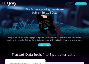 How wyng.com looks like on a tablet such as an iPad.