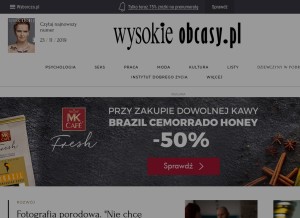 How wysokieobcasy.pl looks like on a tablet such as an iPad.
