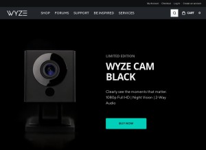 How wyze.com looks like on a tablet such as an iPad.