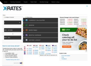 How x-rates.com looks like on a tablet such as an iPad.