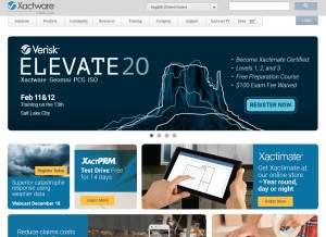 How xactware.com looks like on a tablet such as an iPad.