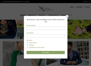 How xclusiveelements.com looks like on a tablet such as an iPad.