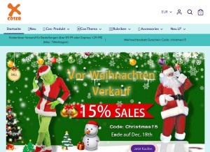 How xcoser.de looks like on a tablet such as an iPad.