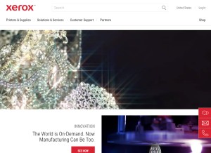 How xerox.com looks like on a tablet such as an iPad.