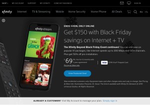 How xfinity.com looks like on a tablet such as an iPad.