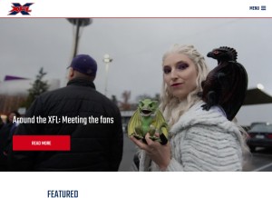 How xfl.com looks like on a tablet such as an iPad.