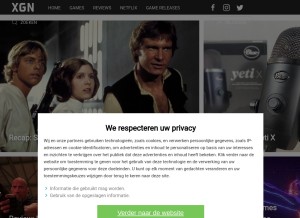 How xgn.nl looks like on a tablet such as an iPad.