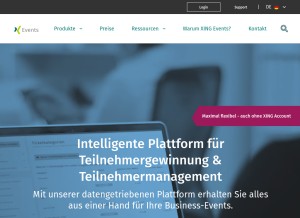 How xing-events.com looks like on a tablet such as an iPad.