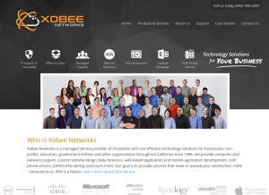 How xobee.com looks like on a tablet such as an iPad.