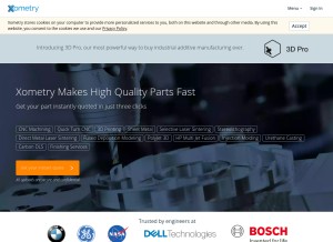 How xometry.com looks like on a tablet such as an iPad.