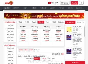 How xoso5h.com looks like on a tablet such as an iPad.