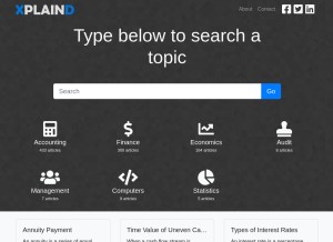 How xplaind.com looks like on a tablet such as an iPad.