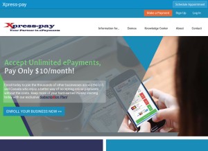 How xpress-pay.com looks like on a tablet such as an iPad.