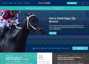 How xpressbet.com looks like on a tablet such as an iPad.