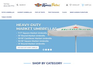 How xpresspatios.com looks like on a tablet such as an iPad.