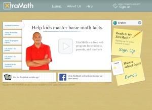 How xtramath.com looks like on a tablet such as an iPad.