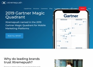 How xtremepush.com looks like on a tablet such as an iPad.