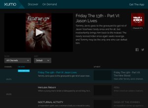 How xumo.tv looks like on a tablet such as an iPad.