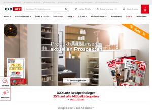 How xxxlutz.de looks like on a tablet such as an iPad.