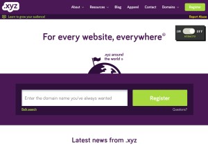 How xyz.com looks like on a tablet such as an iPad.